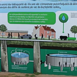 Panneau explicatif sur le recyclage des eaux usées.