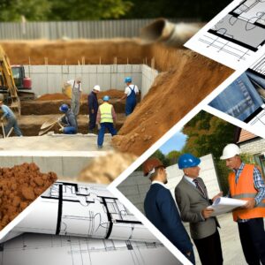 Ouvriers et ingénieurs travaillant sur un chantier de construction.