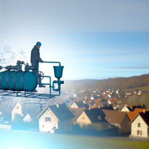 Homme ajoutant de la couleur à un paysage urbain.